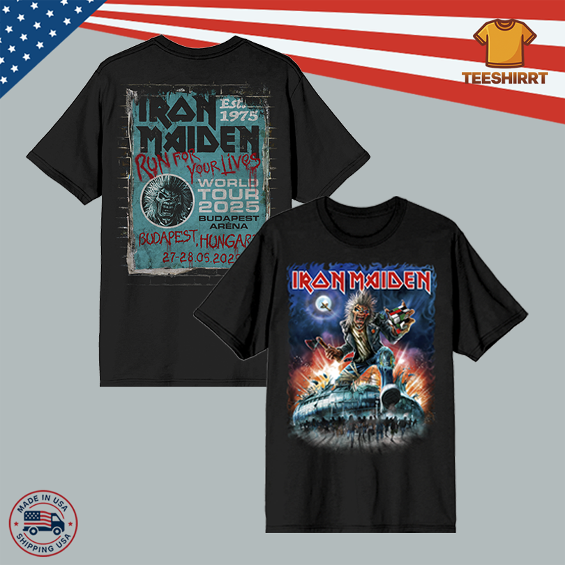 Iron Maiden Run For Your Lives 2025 Tour Budapest Tee