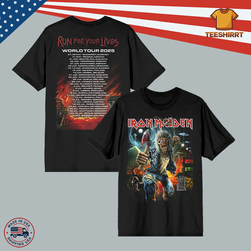 Iron Maiden Run For Your Lives 2025 Tour Tee