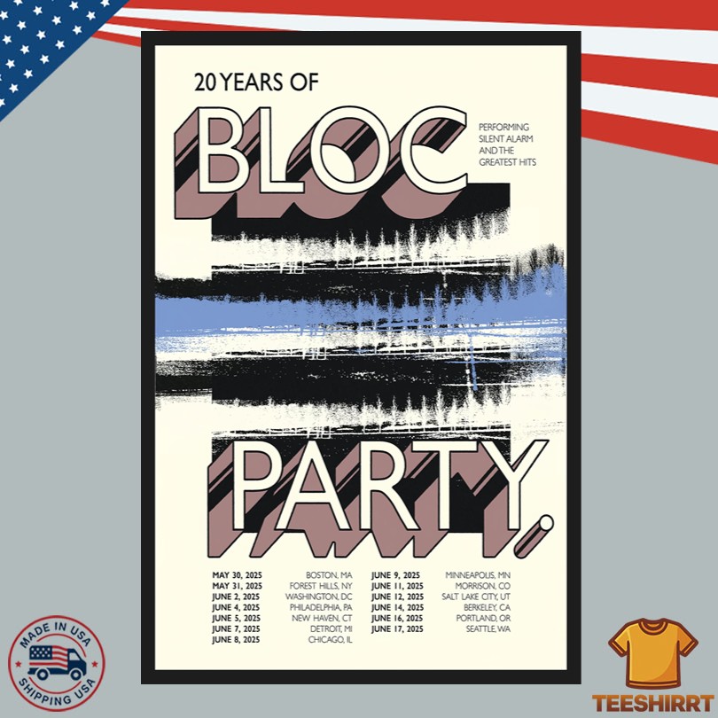 Bloc Party Band 20th Anniversary Tour 2025 Poster