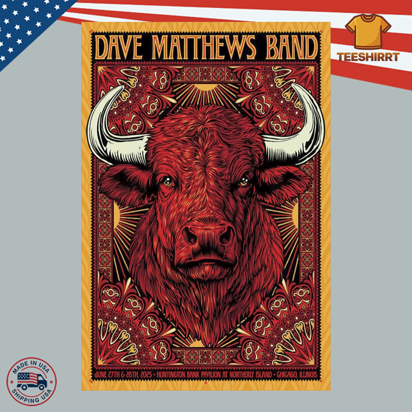 Dave Matthews Band Tour Poster June 27-28, 2025 In Chicago, IL