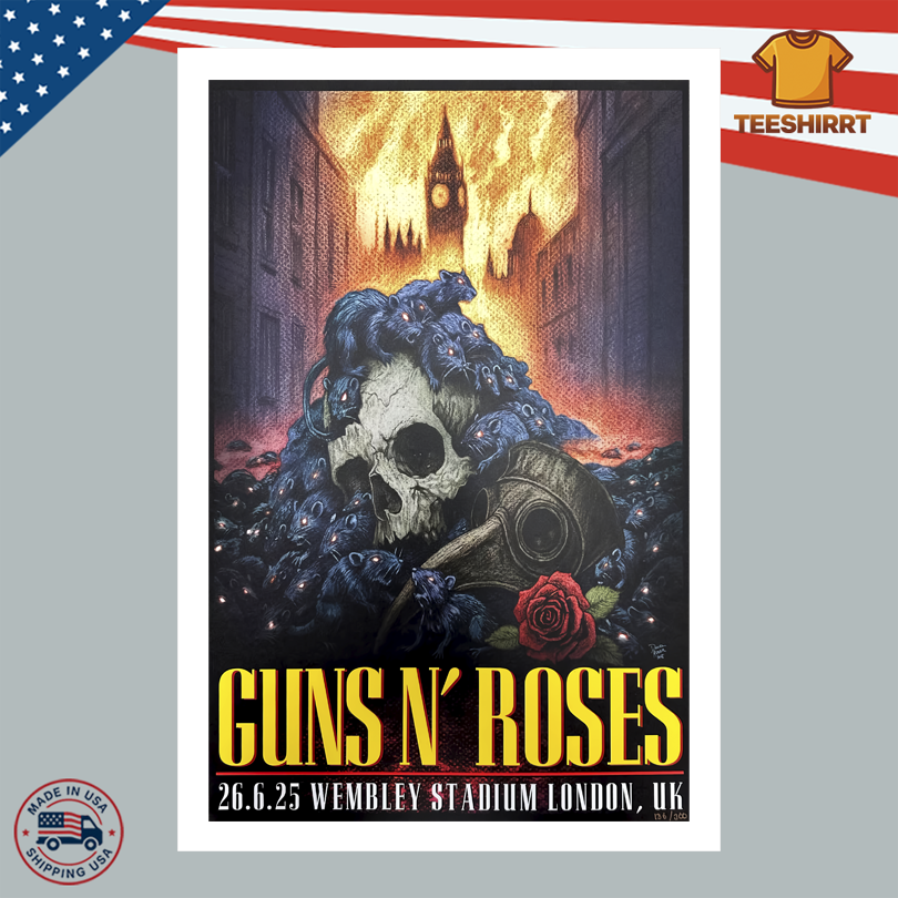 Guns N Roses Concert In London UK 06.26.2025 Poster