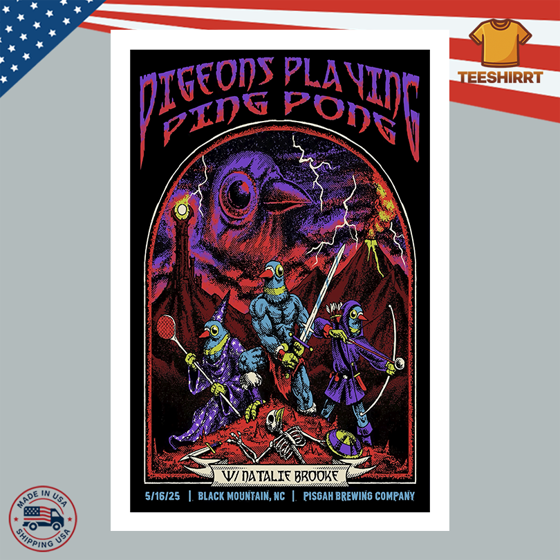 Pigeons Playing Ping Pong Tour Poster June 16 2025 In Black Mountain NC