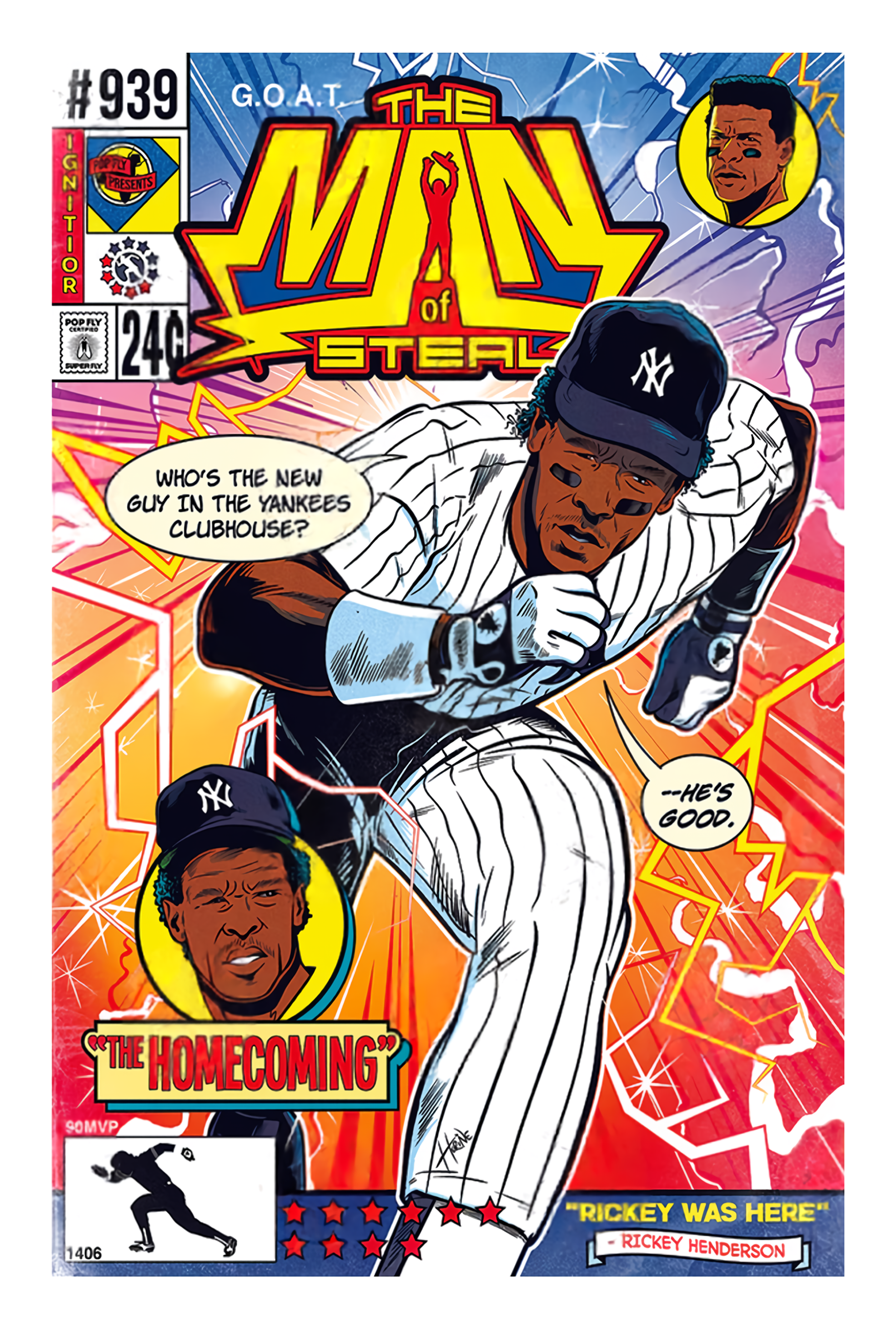 Rickey Henderson Homecoming 7 x 10.5 Art Poster