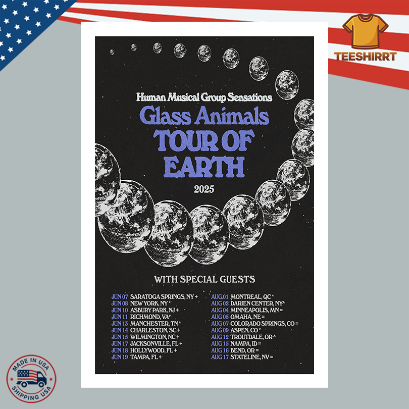 Tour Of Earth 2025 Glass Animals Band Poster