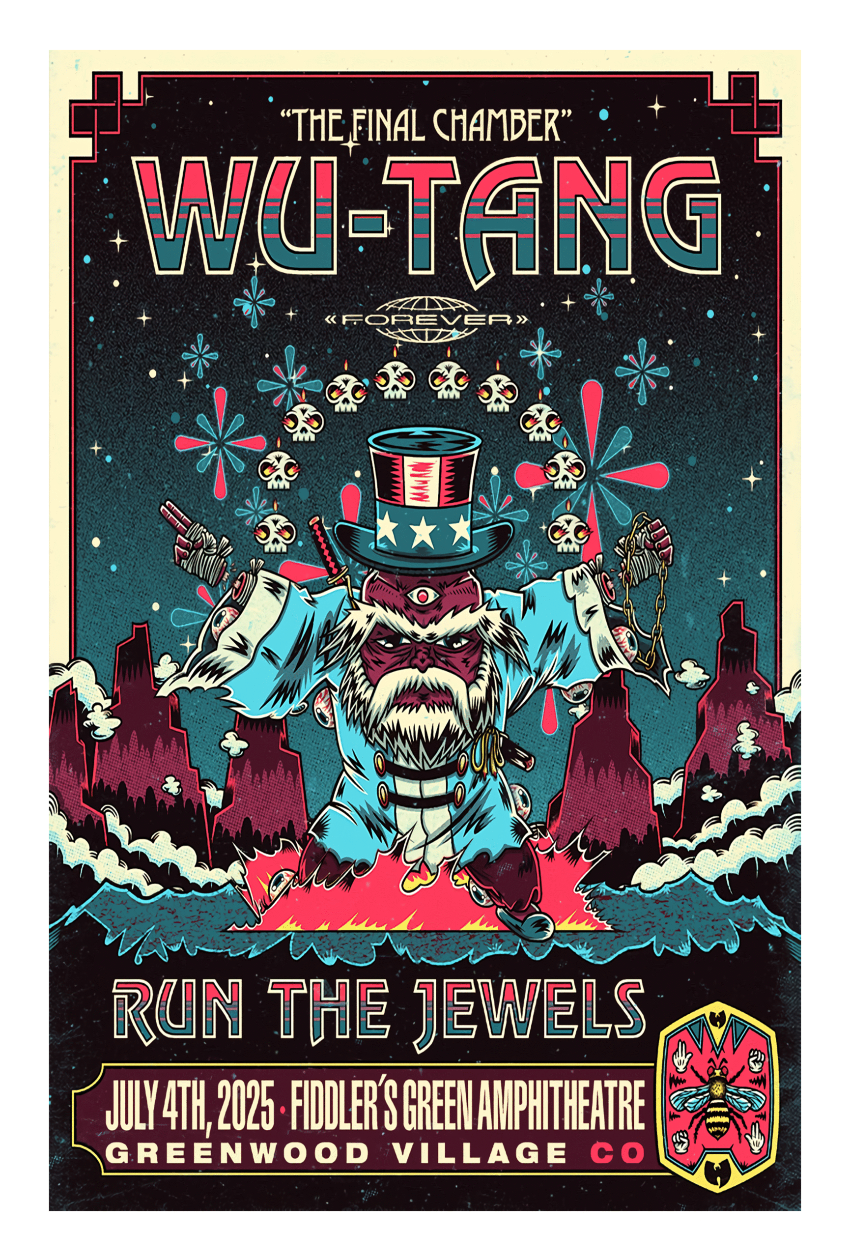 Wu-Tang Clan July 4 2025 Fiddlers Green Amphitheatre Englewood CO Poster